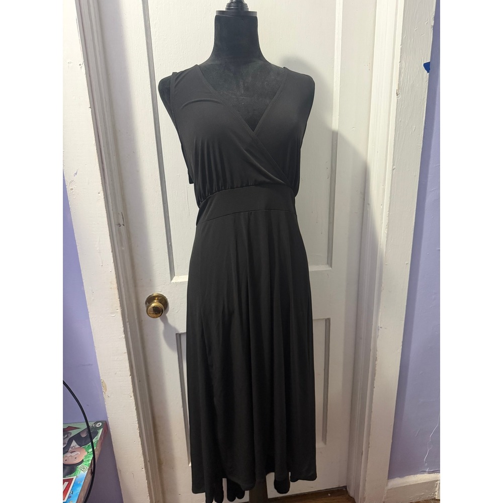 Torrid Black Surplice Tank Maxi Dress with Tie Size 3 12782619 Sleeveless V-Neck